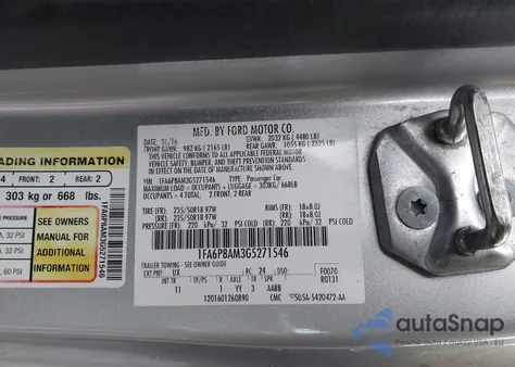 2016 Ford Mustang V6 from USA, damaged, VIN 1FA6P8AM3G5271546